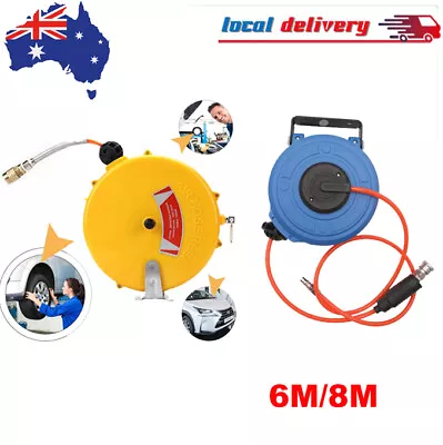 Retractable Air Hose Reel 6/8M Air Compressor Hose Reel Rewind Wall Mount Hose • $50.59