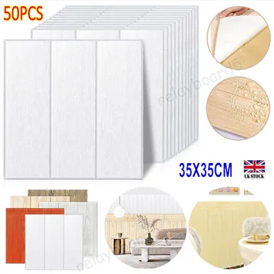 50PCS 3D Tile Brick Wall Sticker LARGE Soft Self-adhesive Waterproof.Foam Panel • £6.99