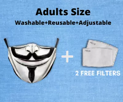 Reusable Adjustable Face Mask V For Vendetta Star Wars Joker Darth Vad Halloween • $9.99