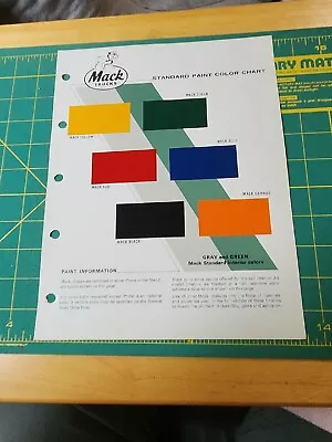  1970's? Mack Trucks Standard Paint Color Chart Brochure / Leaflet  • $8.46