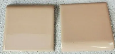 Two 2 Vintage Beige Ceramic MudCap  Mud Cap Tile Tiles 4-1/4  X 4-1/4  • $12.99