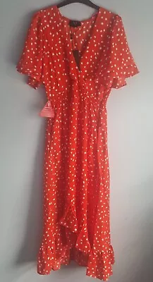 Ax Paris Red And White Polka Dot Midi Dress - 14 • £5.70