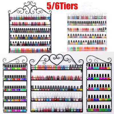 Metal Nail Polish Display 5/6Tiers Wall Mount Rack Organizer Stand Holder Shelf  • $21.99