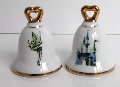 Vintage Disney Disneyland Castle Tinker Bell Ceramic Salt Pepper Shakers1960's • $10