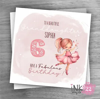 Personalised Birthday Card Ballerina 5th 6th 7th Daughter Granddaughter Niece • £2.97