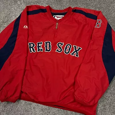 Boston Red Sox Jacket Men Large MLB Baseball Majestic Warm Up Red Lightweight • $28