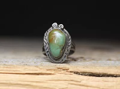 Vintage Native American Sterling Silver Turquoise Ring Size 4 • $25