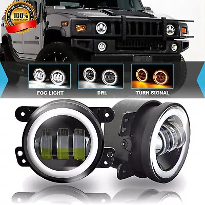 Pair 4  Inch Round LED Fog Lights Halo Driving Lamps For Hummer H3 H3T 2006-2010 • $32.39