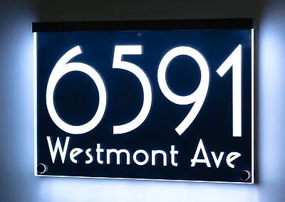 12X8  Illuminated Address Sign Plaque House Numbers LED Lighted Auto On/Off • £156.74