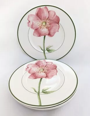 Set Of 4 Villeroy Boch Dessert Bread Butter Plates Flora Pink Wild Rose Garden • $53.99