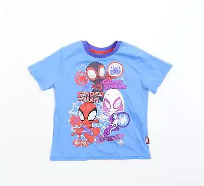 Disney Boys Blue Cotton Basic T-Shirt Size 3 Years Round Neck - Marvel • £3.50