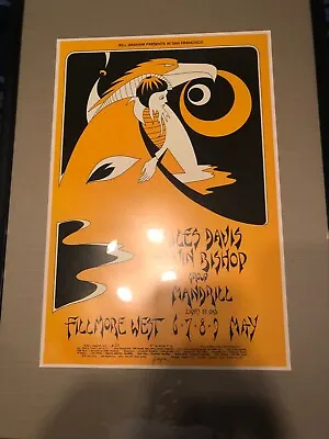 Bill Graham Fillmore Poster Miles Davis Elvin Bishop Framed • $400