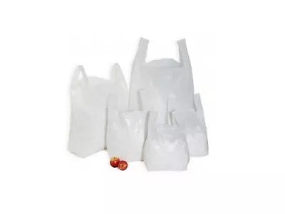  Plastic Vest Carrier Bags White - Supermarkets Market Stalls Shops Boutique • £11.90