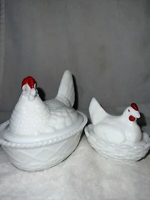 Vintage 2 Pc. Milk Glass Hen On Nest Set • $30