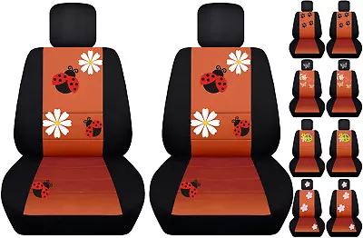 Front Car Seat Covers Black/burnt Orange W/ladybugbutterfly Fits VW Beetle • $84.99