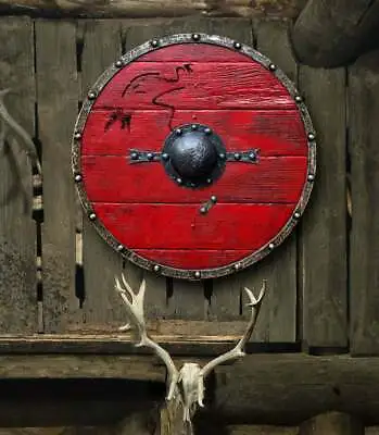 Medieval Wooden Viking 24  Round Shield Heavy Metal Fitted Ready For Battle • $79.99