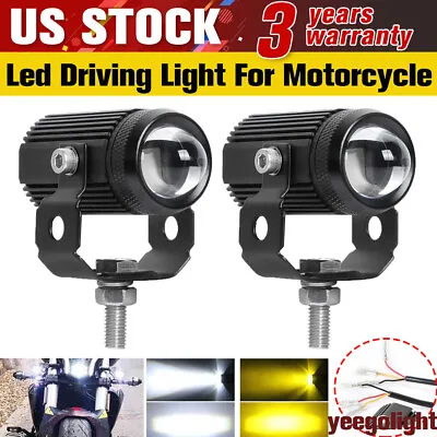 $48.74 • Buy 2x LED Driving Lights Motorcycle White Yellow Auxiliary Lights Fog Light For ATV