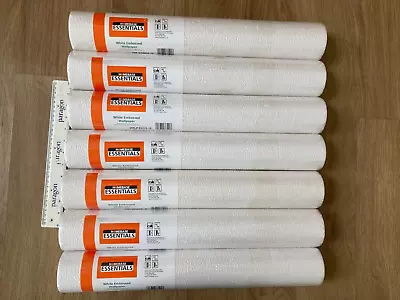 7x WHITE EMBOSSED WALLPAPER (Homebase) BNIB. RRP £98. Post Or Collect • £33.95