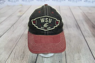WSU Washington State Cougars Red Grey Distressed Mesh Snapback Trucker Hat • $296.15