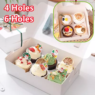 100Pcs White Cupcake Boxes For 4 Holes 6 Holes Cup Cakes With Removable Trays • £3.99