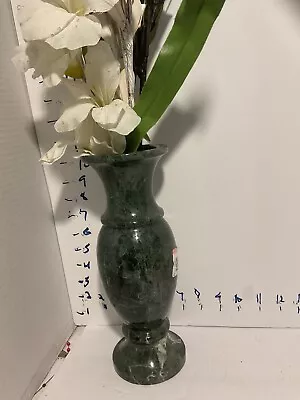 Vintage Green Marble Vase From India 12 Inches Beautiful Heavy • $79