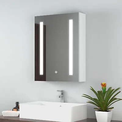EMKE LED Illuminated Bathroom Mirror Cabinet With Demister Shaver Socket Wall • £119.79