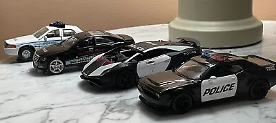 Lot Of 4 Diecast Police Cars-Challenger SRT Demon Lamborghini Sesto NYC  Etc. • $0.99