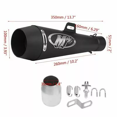 M4 Exhaust Muffler Steel Pipe Slip On Racing Street Bike Motorcycle 51mm Black • $40.67