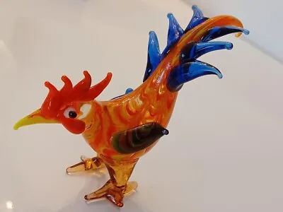 Vintage Hand-Blown Murano Style Multicolored Rooster Figurine Art Glass • $11.98