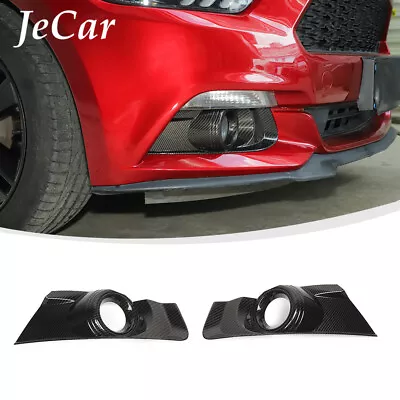 Carbon Fiber Front Fog Light Lamp Cover Trim For Ford Mustang 2015-17 Accessorie • $39.99