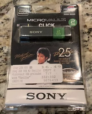 Michael Jackson Thriller Record Sony Micro Vault 2 GB USB Flash Drive New Sealed • $74.95