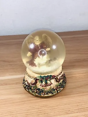 Vintage Christmas Reef Guardian Angel Floral Bell Snow Globe Musical Box • $15.36