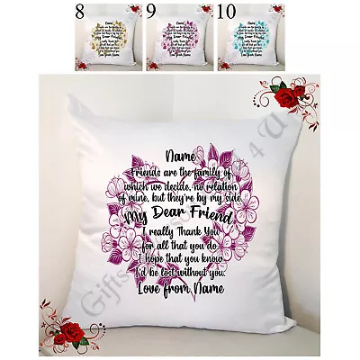 Personalised 18  White Cushion  Loving Special Friend / Best Friend  Styles 8-10 • £16.99