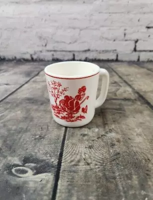 Vintage Vitrock LITTLE BO PEEP Nursery Rhyme Mug - Red On White Milk Glass • $13.49