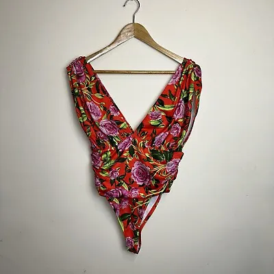 Zara Women’s Floral Printed Draped Bodysuit SZ Medium Wide Straps Aloha Bohemian • $59.75