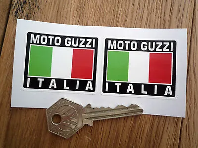 MOTO GUZZI ITALIA Tricolore Style Stickers 50mm Pair Motorcycle Helmet LeMans • $4.10