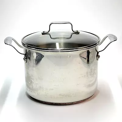 Emeril 6Qt Quart Stock Pot Copper Core Stainless Steel With Glass Lid • $46.97