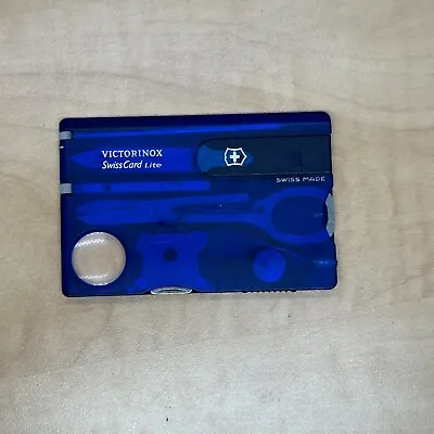 Translucent Blue Victorinox Swiss Army SwissCard Lite W/ White Light Great EDC! • $34.99