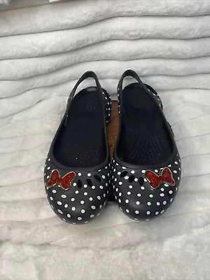 Crocs Kadee Disney Minnie Mouse Red Bow Polka Dots Slingback Black Shoes Women 9 • $19.99