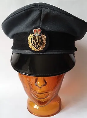 Royal Air Force / RAF Peaked Cap With Cloth Badge Size 55. Vintage Original. • £14.99