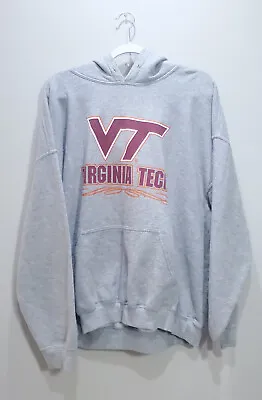 Virginia Tech Sweater Mens XLarge Gray Hoodie Football Cotton NCAA VT Solid • $6.57