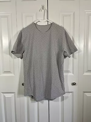 Bylt Shirt Mens Medium Gray Polka Dot Drop Cut Lux Short Sleeve Stretch • $5