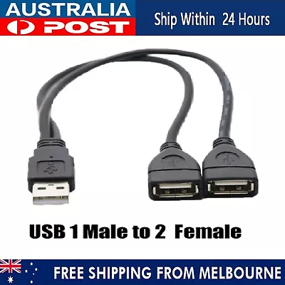 Double USB Extension A-Male To 2 A-Female Y Cable Cord Power Adapter Splitter • $7.99