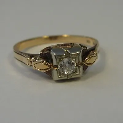 Size 6 Diamond Ring 14K 18K Gold Wedding Engagement Jewelry Old Mine Cut 40s 50s • $320