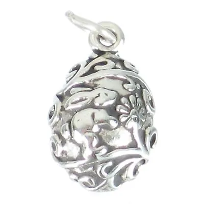 Easter Egg Sterling Silver 2D Charm .925 X 1 Eggs Charms • £12.50