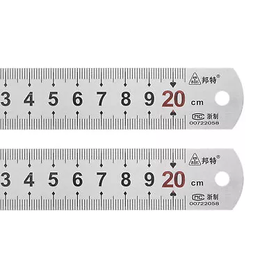 2pcs Stainless Steel Ruler 8  Metal Rulers 1  Wide Inch Metric Graduation • $8.09