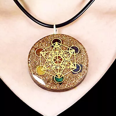 $20.98 • Buy Metatron Cube 7 Chakra Gemstone Pendant Orgonite Necklace Orgone Sacred Geometry