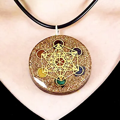 Metatron Cube 7 Chakra Gemstone Pendant Orgonite Necklace Orgone Sacred Geometry • $21.98