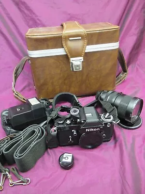 Vintage Nikon F2 SLR Camera W/ Bushnell 1:3.5 F=35-105mm Lens & Accessories • $200