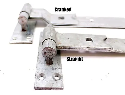 1 PAIR BAND & HOOK GATE HINGES Galvanised STRAIGHT Or CRANKED Inc FIXINGS • £7.35